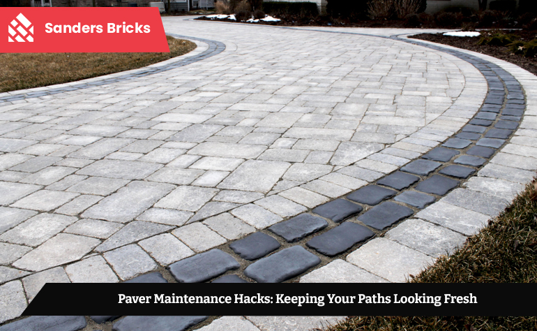 Well-maintained paver path showing clean and fresh appearance.